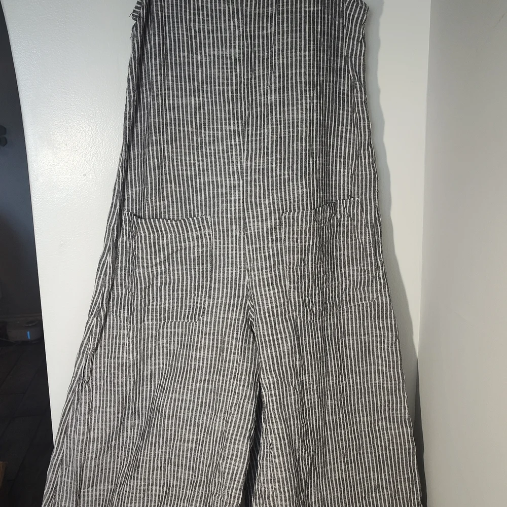 Max Studio Black and White Striped Jumpsuit - Picture 2 of 3